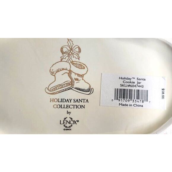 Vintage Lenox Holiday Santa Cookie Jar NO LID Great Planter Or Utensil Holder - Picture 4 of 14